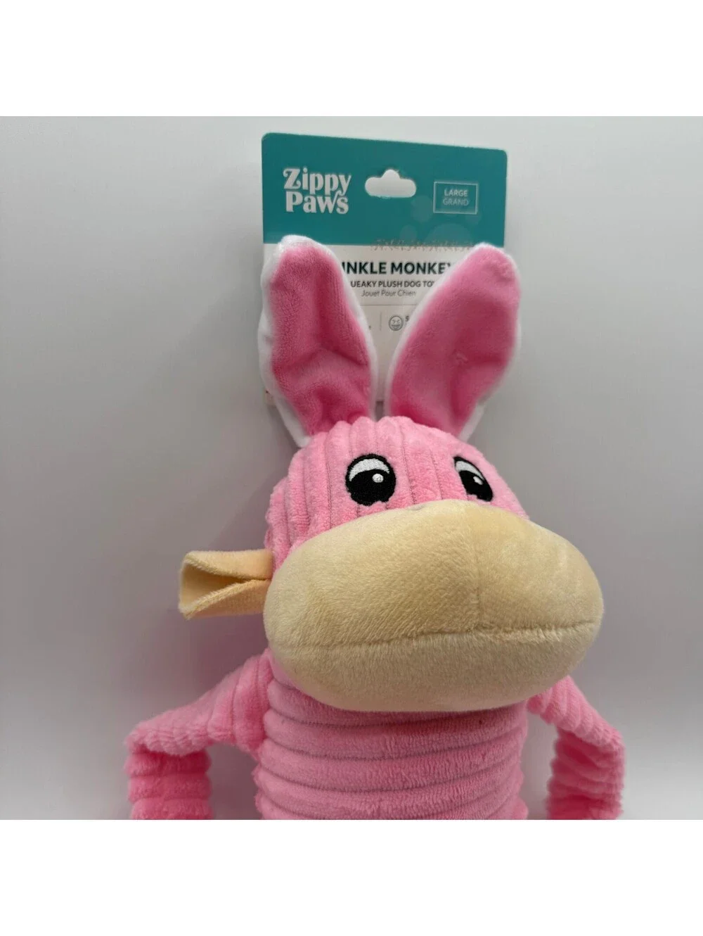 ZippyPaws Easter Spencer the Crinkle Monkey Dog Toy Large Corduroy Squeaky Plush
